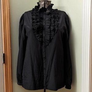 Vintage Buffums Black Size 12 Women's Long Sleeve Blouse Fundraiser Item